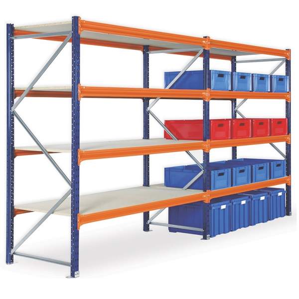 Profiled metal shelves 80x250 cm - Polirack™ light storage shelf 200-350 kg/level