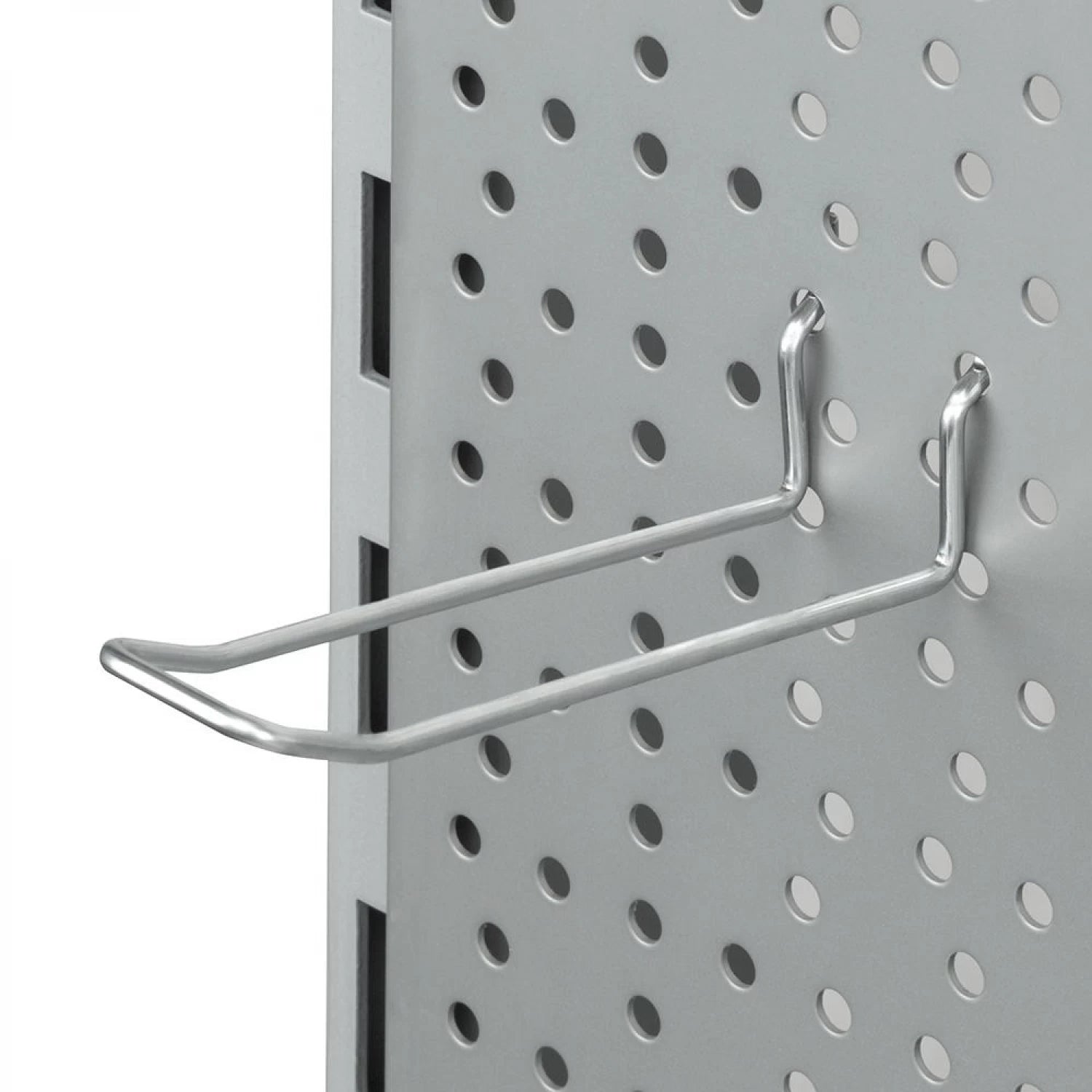 Double hook for perforated shelves