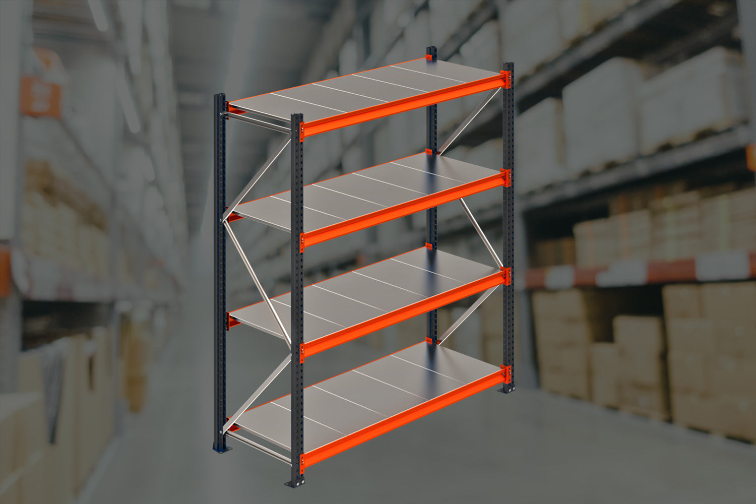 Profiled metal shelves 80x250 cm - Polirack™ light storage shelf 200-350 kg/level