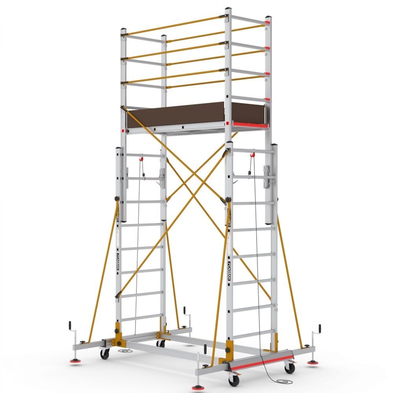 Mobile telescopic aluminum scaffolding S004XLN - Working height 455 cm - Free shipping - Brand Mobech &amp; Cagsan